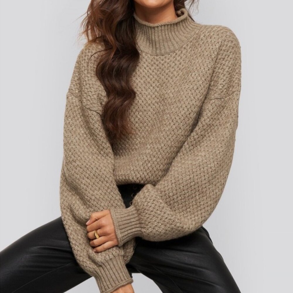 XLE The Label Luke Sweater Tan turtleneck Size S